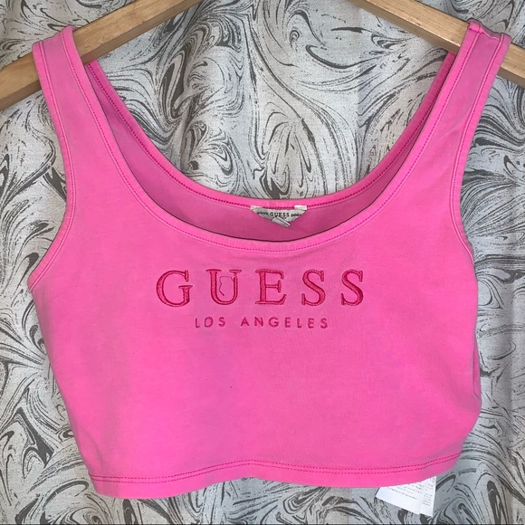 pink guess tank top